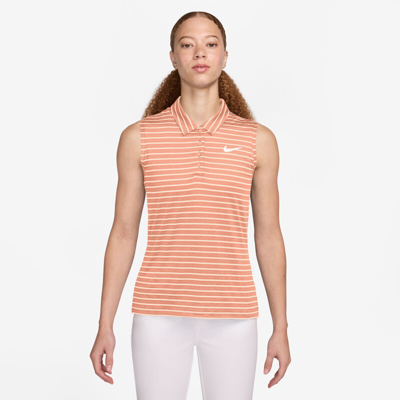 Nike Dri-FIT Victory Sleeveless Striped Polo (W) (Apricot Agate)