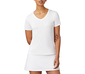 Fila Essentials Short Sleeve V-Neck (W) (White)